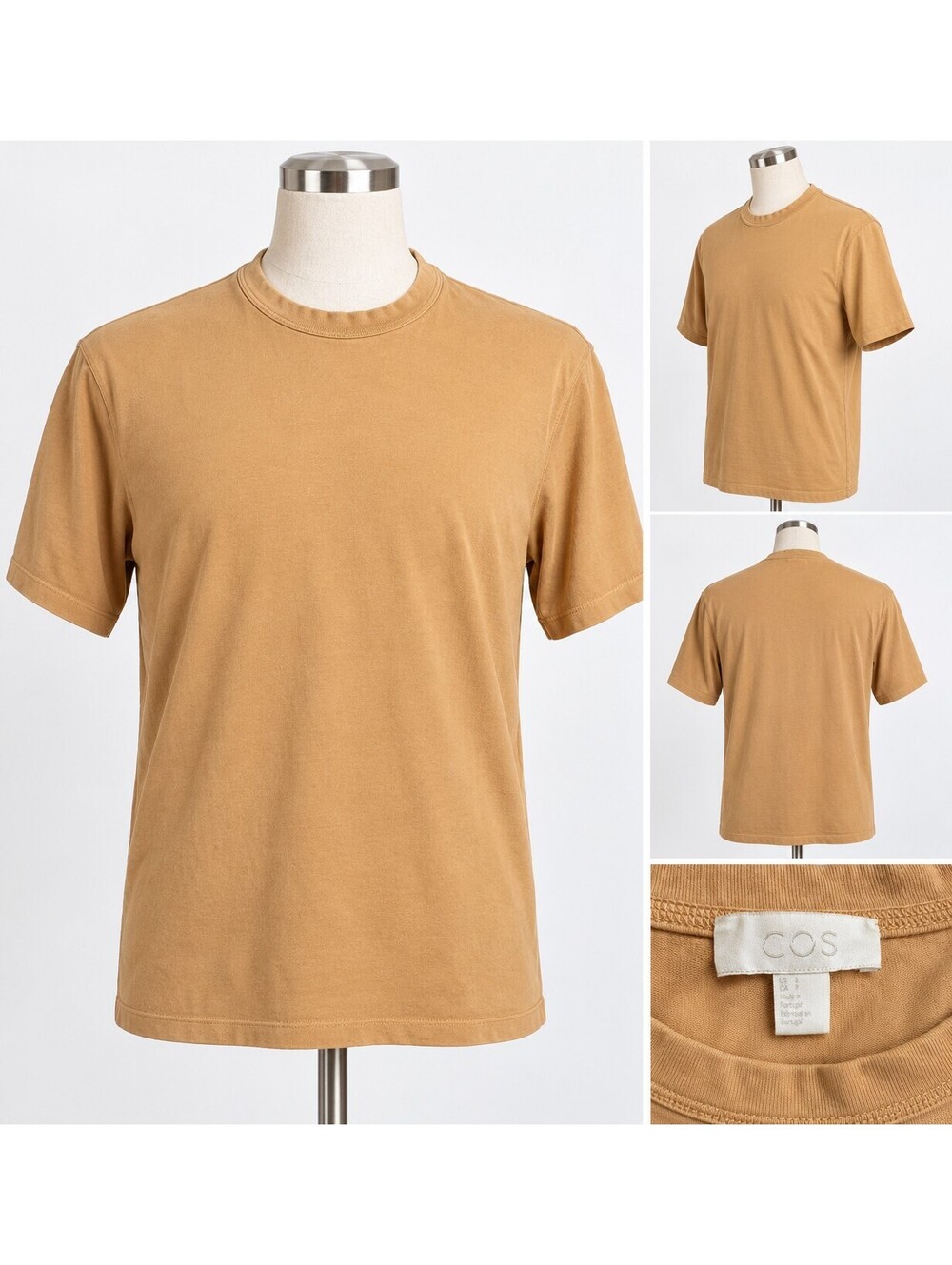 COS Men's L Tan Beige Crew Neck Short Sleeve T-Shirt